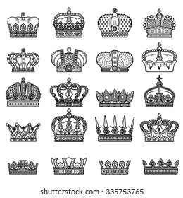 Vector silhouette royal crown icon - big crown collection