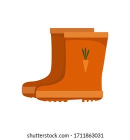 Vektorillustration-Silhouette aus Gummistiefeln für den Garten auf weißem Hintergrund. Für die Landwirtschaft und die Pflege von Pflanzen und Gemüse. Flaches Design der Ware ohne Füllung. Vektorillustration und Stockillustration.