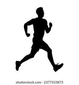 Vector silhouette Runners, Joggers, Sprinters Male. running man isolated on white	