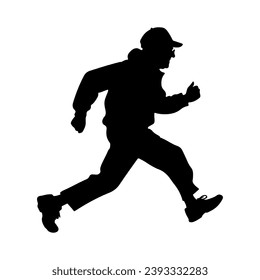 Vector silhouette Runners, Joggers, Sprinters Male. running old man isolated on white