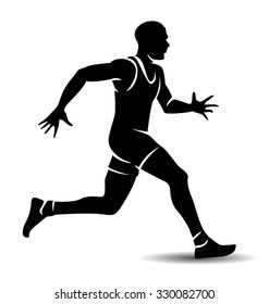 Vector silhouette of a running athlete
