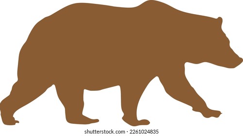 silueta vectorial de un oso marrón en marcha
