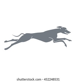 Vector silhouette of running dog whippet breed