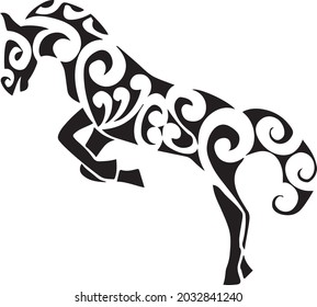 Vector silhouette of a running free horse. 