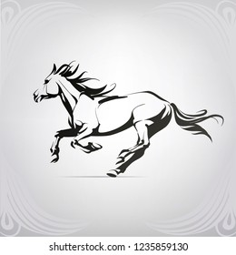 Vector silhouette of a running horse