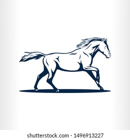Vector silhouette of a running horse
