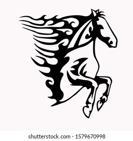 Vector silhouette of a running horse