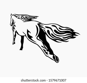 Vector silhouette of a running horse