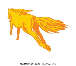 Vector silhouette of a running horse