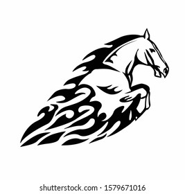 Vector silhouette of a running horse