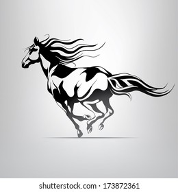 Vector silhouette of a running horse