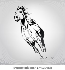 Silueta vectorial de un caballo en marcha