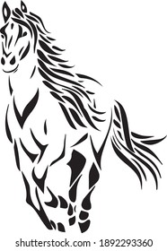 Vector silhouette of a running horse