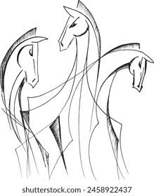 Vector silhouette of a running horse.