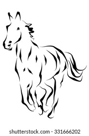 Vector silhouette of a running horse