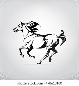 Vector silhouette of a running horse