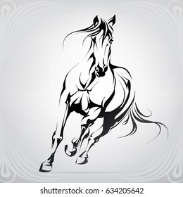 Vector silhouette of a running horse