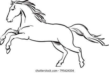 Vector silhouette of a running horse