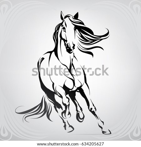 Vector silhouette of a running horse