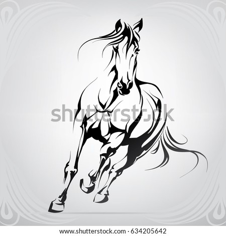 Vector silhouette of a running horse