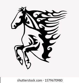 Vector silhouette of a running horse designs for stickers for tattoos