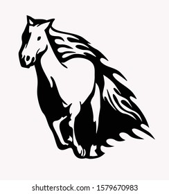 Vector silhouette of a running horse designs for stickers for tattoos