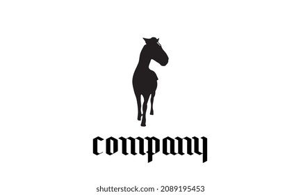 Vector silhouette of a running horse . logo template company horse