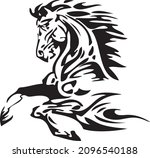 Vector silhouette of a running horse. Simple tattoo tribal.	
