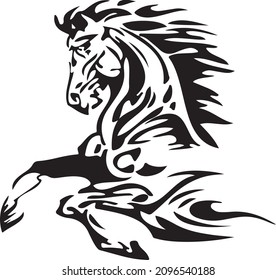 Vector silhouette of a running horse. Simple tattoo tribal.	