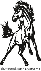 Vector silhouette of a running mustang horse