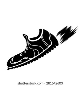 Vector Silhouette of Running Shoes Isolated on White Background