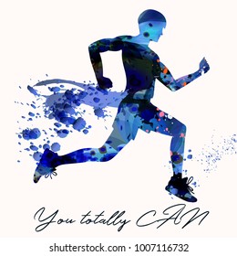 Vector silhouette of running sporty man. You totally can
