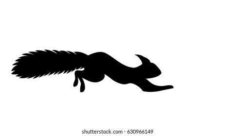vector silhouette of a running squirrel