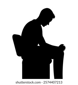 Vector silhouette of a sad man sitting on a chair