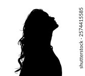 Vector silhouette of sad woman looking up full of hope