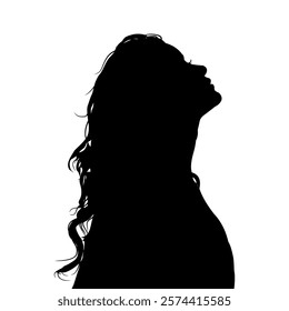 Vector silhouette of sad woman looking up full of hope