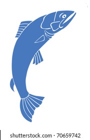 vector silhouette salmon on white background