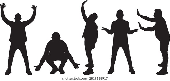 vector, silhouette of the same man lifting, squeezing, and holding something imaginary