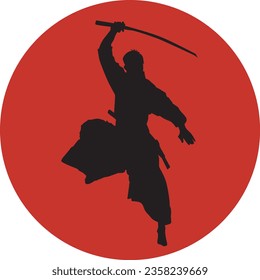 Vector silhouette samurai Japanese illustration