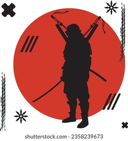 Vector silhouette samurai Japanese illustration