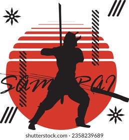 Vector silhouette samurai Japanese illustration