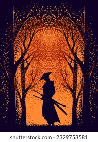 vector silhouette samurai ninja illustration design