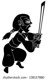 Vector silhouette. Samurai warrior.