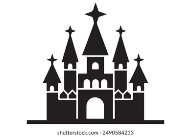 Vector silhouette sand castle black color logo