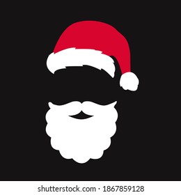 vector of silhouette of Santa with beard and cap