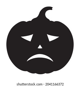 Vector silhouette of a scary pumpkin. Halloween illustration of a pumpkin with a face.