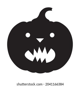 Vector silhouette of a scary pumpkin. Halloween illustration of a pumpkin with a face.