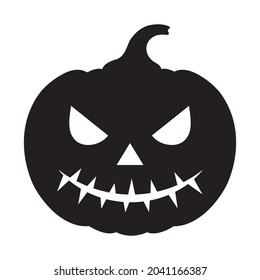 Vector silhouette of a scary pumpkin. Halloween illustration of a pumpkin with a face.