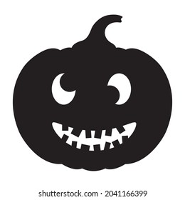 Vector silhouette of a scary pumpkin. Halloween illustration of a pumpkin with a face.