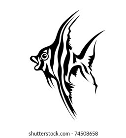 vector silhouette of sea fish on white background